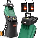 Gardebruk® Gartenhäcksler 3100 W max. 45 mm Aststärke Elektrisch 2X 50 L Auffangbeutel...