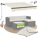 Juskys Gelenkarmmarkise 350 x 300 cm, UV40+ & wasserabweisend, mit Kurbel & Wandhalterung...