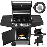 Juskys BBQ Gasgrill Louisiana 3 Brenner 8,1 kW - Gas Grillwagen inkl. Grillrost, Deckel -...