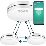 WLAN-Rauchmelder Vernetzt - 10 Jahre Batterie - Aroha Smart Connect & Link Feuermelder -...