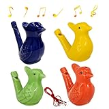 Keramische Vogelpfeife, 4 Stück Bunt Vogelwasserpfeife Kinder Vogelpfeife...
