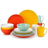 LOVECASA Tafelservice porzellan, SWEET 16-teiliges Kombiservice bunt, Ess...