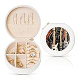 WXWJSHMGC Mini-Schmuckschatulle mit Musikgitarre-Druck, tragbar, Muschelform, 2-lagiger...