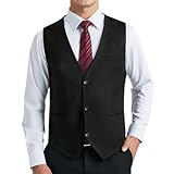 HISDERN Anzugweste Herren Schwarz Formelle Hochzeit Weste Klassische Einfarbig Anzug...