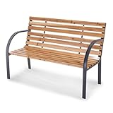 Practixx Gartenbank Holz Metall wetterfest Anthrazit 2-Sitzer mit Rücken- &...
