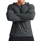 Muscle Alive Herren Lange Ärmel Kapuzenpullover Dehnbar Leicht Men Sweatshirts...
