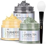 ANAiRUi Kurkuma Gesichtsmaske - Grüner Tee Ton Maske - Totes Meer Mineralien Schlamm...