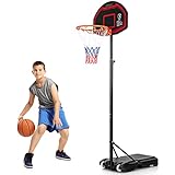 GOPLUS Basketballkorb Outdoor, Basketballständer tragbar mit Rollen, 155-210 cm...