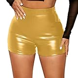 BIISDOST Damen-Shorts, lässig, Kordelzug, bequem, modisch, Leder, eng, sexy, Freizeit,...