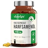 Hanföl Kapseln Kaltgepresst | Pflanzliches Omega 3 6 9 | Vegan Hanfsamenöl Kapseln...