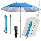 4smile Sonnenschirm Strand UPF 50+, Fb. Blau - Praktischer Reise Sonnenschirm...