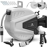 KESSER® Schlauchtrommel 30+2m Schlauchaufroller Wasser | Multi-Handbrause | 180°...