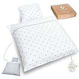 mimaDu® Baby Bettwäsche 80x80 + 35x40 cm, Babybettwäsche Set, Deckenbezug und...