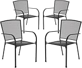 UNIONLINE Metallstühle für den Außenbereich 4er Set, stapelbare Stühle für den...