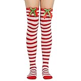 Weihnachten Schleife Oberschenkel Hohe Lange Strümpfe Überkniestrümpfe Weihnachten...