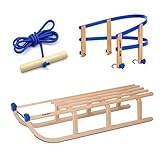 Colint Schlitten Davos 110 cm Lehne Leine Holzschlitten Rodel Kinderschlitten Winter