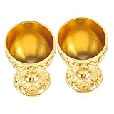 HEALEEP 2 Stück Retro Weinbecher aus Vintage Design Gravierter Haushalts Weinbecher für...