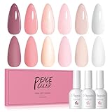 PEACECOLOR UV Nagellack Set, 6 Farben Nude Rosa Weiß Nagellack Gel für DIY Nail Art Kit...