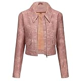 OonMan Dünner Mantel für Damen, langärmelig, lässig, Kunstlederjacke