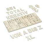 Relaxdays Holzbuchstaben Set, 104 TLG, Großbuchstaben A-Z, 5,5 cm hoch, XL Buchstaben zum...