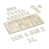 Relaxdays Holzbuchstaben Set, 104 TLG, Großbuchstaben A-Z, 5,5 cm hoch, XL Buchstaben zum...