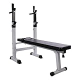 Physionics® Hantelbank mit Zwei Ablagen - Dip-Station, Klappbar, Verstellbare Höhe und...