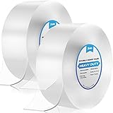 6m Doppelseitiges Klebeband Extra Stark Transparent, 2 Rollen Double Sided Tape, Abnehmbar...