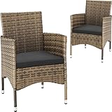 tectake® 2er Set Gartenstuhl aus Polyrattan, Gartenmöbel Set mit 2 Sessel, Outdoor...