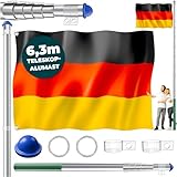 KESSER® Teleskop Fahnenmast Aluminium 6,30m Bodenhülse 60cm inkl Deutschlandfahne...