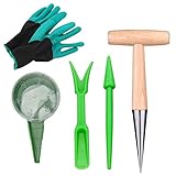 Pflanzholz, Garten Zwiebelpflanzer, 5-Teiliges Pikierstab Set mit Pikierholz,...