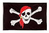 Aricona Piratenflagge - Fahne mit Totenkopfdesign mit Messing-Ösen - 90 x 150 cm -...
