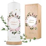 GRAVURZEILE Bedruckte Kerze - Summer & Flower - Personalisiert mit Namen, Datum...