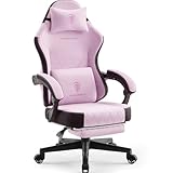 Dowinx Gaming Stuhl Stoff mit Frühling Kissen, Massage Lendenwirbelstütze...