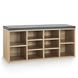 Juskys Schuhregal Holz mit Polsterung, Stoff & 10 Fächern höhenverstellbar...