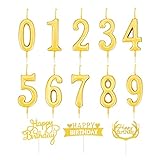 Geburtstag Zahl Kerzen,10 Stück Kuchenkerzen,Nummer 0 bis 9,Cake Topper Dekoration für...