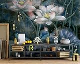 Tzxztt Abstrakt Tusche Rosa Lotus Lotusblätter Moderne 3D Tapete Hochwertige...