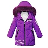 linboo Winterjacke Mädchen Wintermantel mit Abnehmbarer Fellkapuze Warme Lang Mantel...