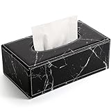 GORESE Kosmetiktücherbox Tücher Box aus Leder (Black Marble)