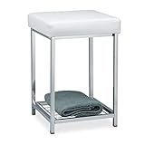 Relaxdays, weiß Hocker gepolstert, Kleiner Sitzhocker, Quadratisch, Polsterhocker mit...