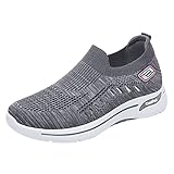 EQWIGKEIT Sneaker Damen Schwarz, Damen Slip On Sneaker Bequem Mesh Damen Gedämpft Air...