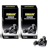 RMAN 2KG Shisha Kohle, Shisha Naturkohle Kokosnuss - BBQ Hochwertige Kokosnuss Kokos Coal...