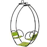 Doppelschaukel Gondelschaukel aus Metall Schaukelsitz für 2 Kinder, 1700x445x1140mm, grau...