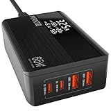 USB C Ladegerät Mehrfach, MANTO 65w 4-Port USB C Ladegerät mit LED-Anzeige,...