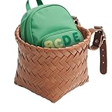 Rattan Storage Basket, Woven Wicker Bike Accessory, 5.91x4.72 Inches Adjustable Strap,...