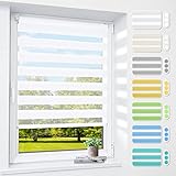 Doppelrollo klemmfix ohne Bohren & mit Bohren, 40x120cm (BxH) Weiß, 3-in-1 Duo...