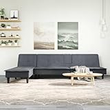 KTHLBRH Schlafsofa in L-Form, Samt, Dunkelgrau, L, multifunktional, mit Klapptisch und...