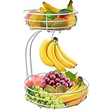 Obstkorb Obstschalen 2 Tier Brotkorb Gemüsegestell für Obst, Gemüse, Snacks, Zuhause,...