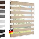 Doppelrollo Klemmfix ohne Bohren Sand 50x140 cm [Stoffbreite 46cm] Duo Rollo...