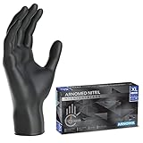 ARNOMED Einweghandschuhe XL, Schwarze Einmalhandschuhe, 100 Stück/Box, puderfrei &...