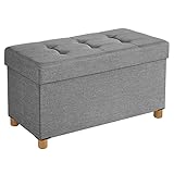 SONGMICS Sitzhocker mit Stauraum, klappbare Sitzbank mit Beinen, 38 x 76 x 40 cm...